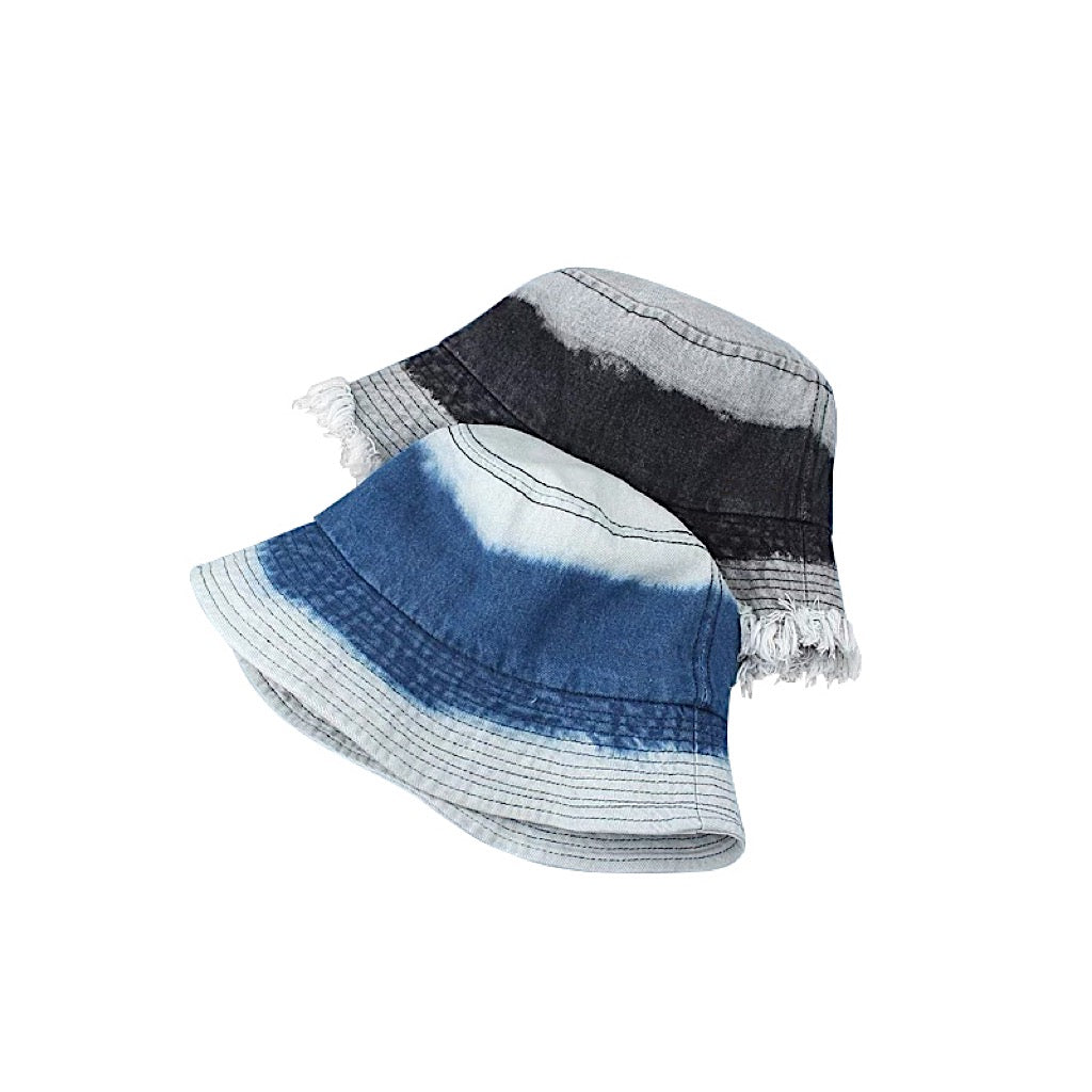 YYATOMIC DENIM GRADIENT WASHED FUR BRIM BUCKET