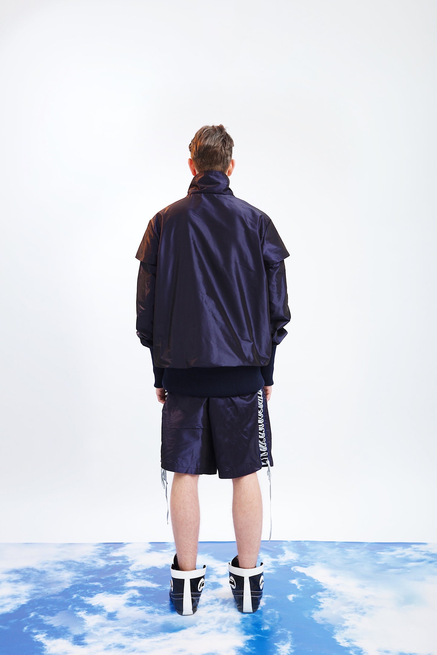 NAVY BLUE BOXING LACING SHORTS